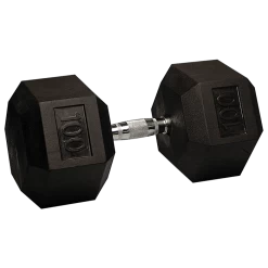 Body Solid 100 Lb Rubber Coated Hex Dumbbell