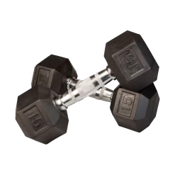 Body Solid 15 Lb Rubber Coated Hex Dumbbell