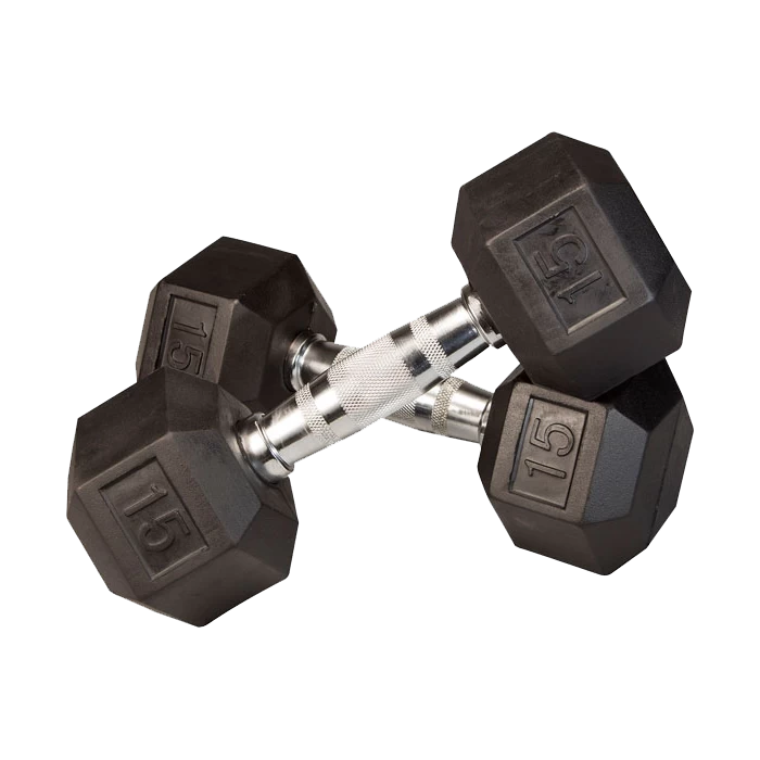 Body Solid 15 Lb Rubber Coated Hex Dumbbell 3 Body Solid 15 Lb Rubber Coated Hex Dumbbell