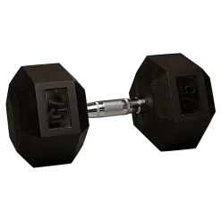Body Solid 75 Lb Rubber Coated Hex Dumbbell
