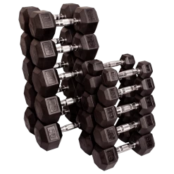 Body Solid Body-Solid Rubber Coated Hex Dumbbells Sets - 55 To 75 Lb.